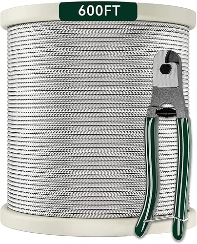 Cable de acero inoxidable 18 con cortador de 7 x 7 hebras, acero inoxidable T316 para barandilla de cubierta, valla de porche, cadena de luces de