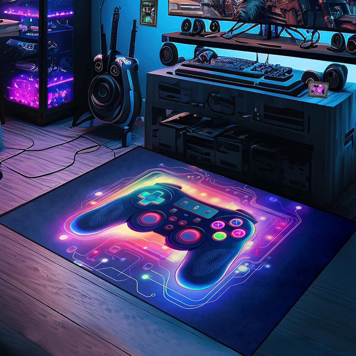Amazon.com: ANGELWARDROBE Gamer Rug - Gaming Rug for Boys Bedroom Black ...