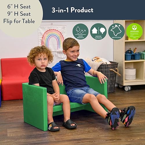 Miniatura 32 de Children's Factory Adapta-Bench, CF910-057 Almond, asientos flexibles para niños, aulas, muebles preescolares y de guardería, sillas para niños