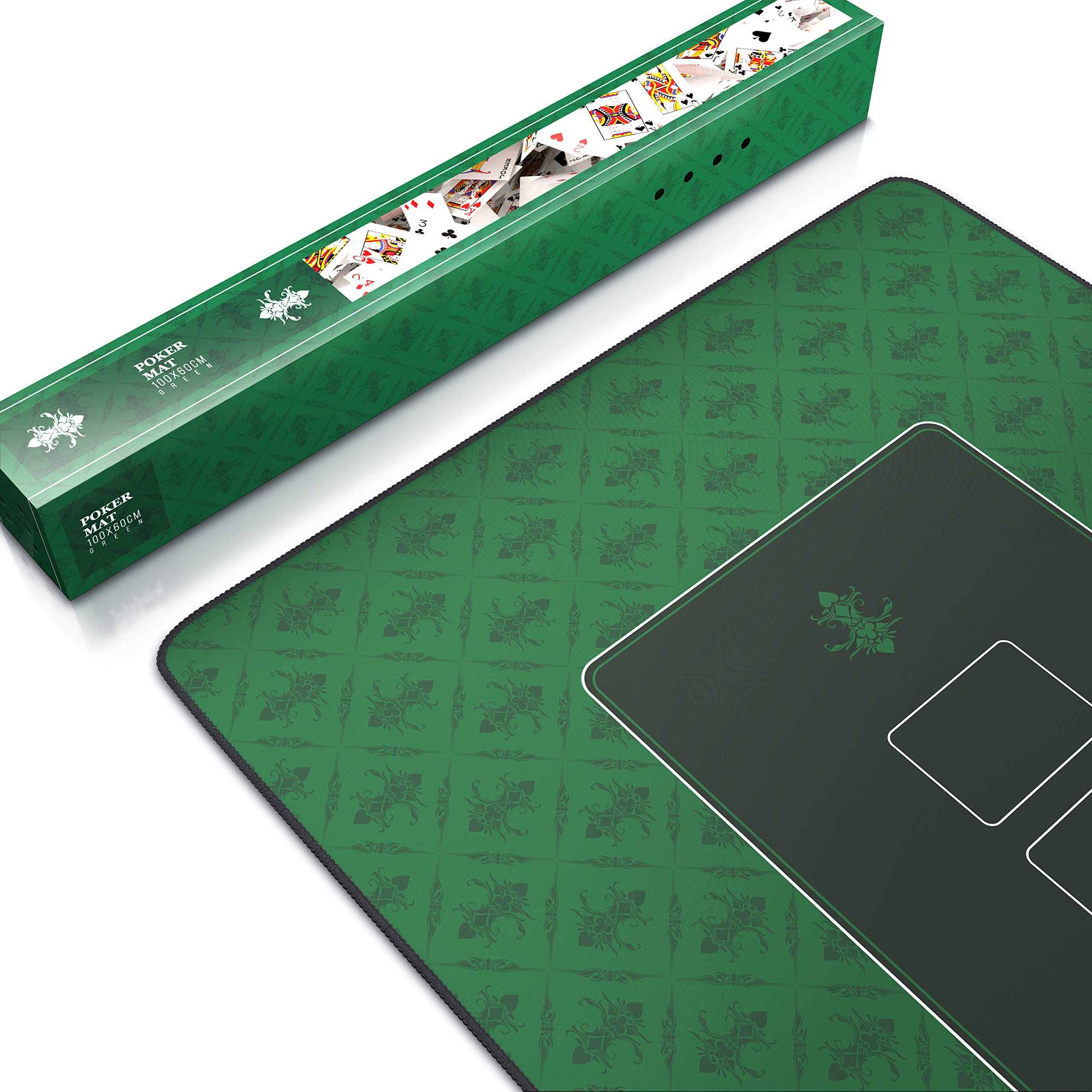 CSL- Tapis de Poker rectangulaire Vert 1000x600mm, sous-Main Bureau 100x60cm, Table pour Jeux de Poker, Taille Large XXL, Surface en Tissu, Base antidérapante, Précision et Confort