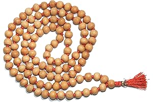 IS4A 8MM TULSI HOLY BASIL PRAYER BEADS JAPA MALA NECKLACE HAND-KNOTTED. KARMA...