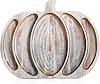 Sliner Fall Pumpkin Wooden Serving Dish Platter Thanksgiving 15 L x 12 W Pumpkin Shaped Charcuterie Board Snack Wood Cutting Board Sectional Dish Plate for Home GiftsGrey White
