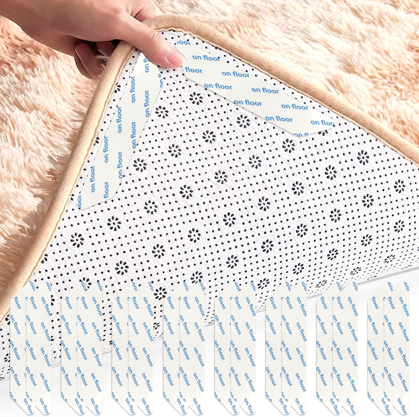 SUNICO Rug Grippers from Rug to Carpet - Rug Grippers 16 Pcs,Washable ...