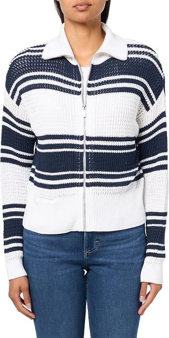 NIC+Zoe Womens Mixed Stripe Zip Front Sweater Jacket
