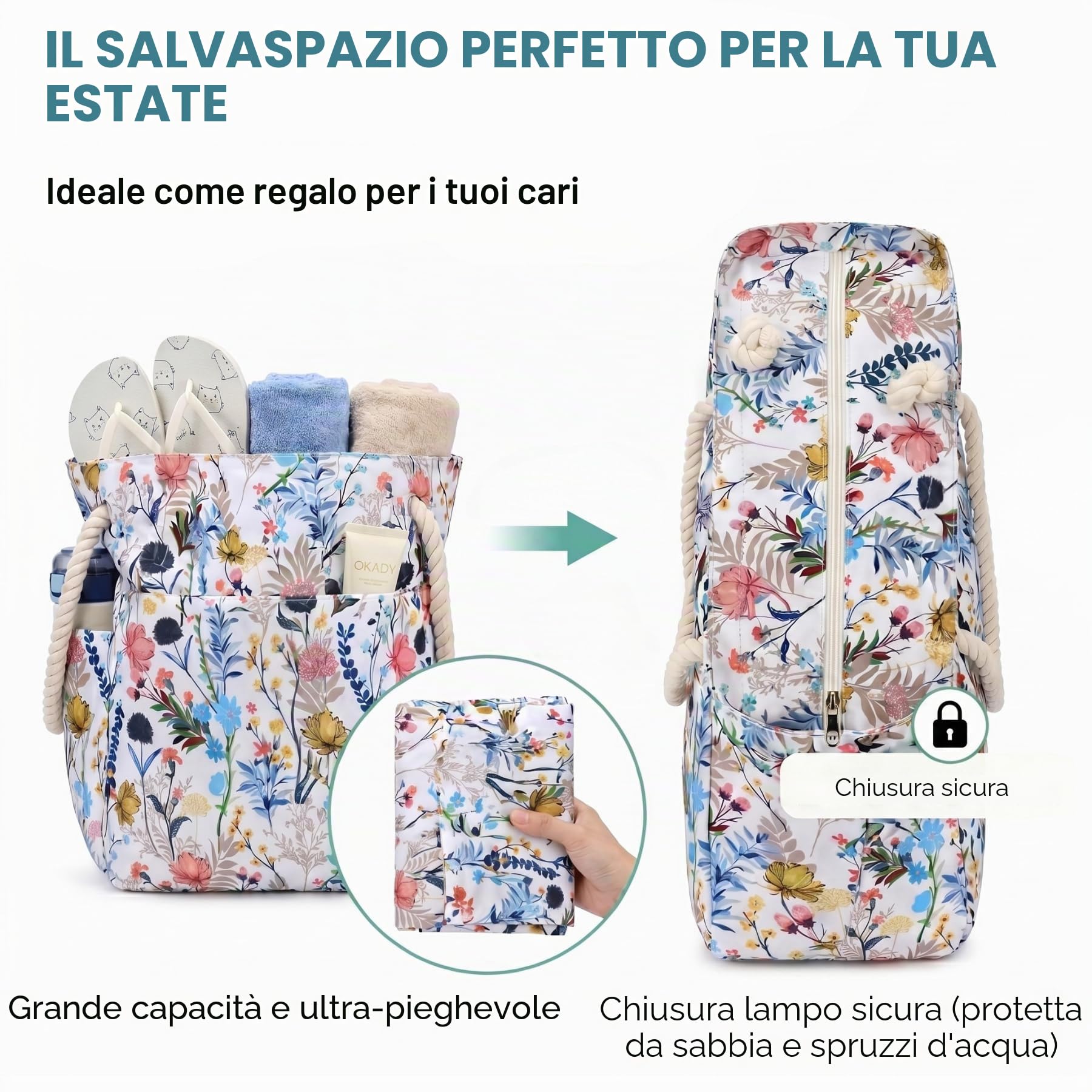 Suweir Borsa Mare Donna Grande XXL Famiglia Borsa da Spiaggia con Cerniera e tasca Impermeabile Borsa da Mare Beach Bag Shopping Borsa Tote Bag per Spiaggia Viaggio Piscina Vacanze