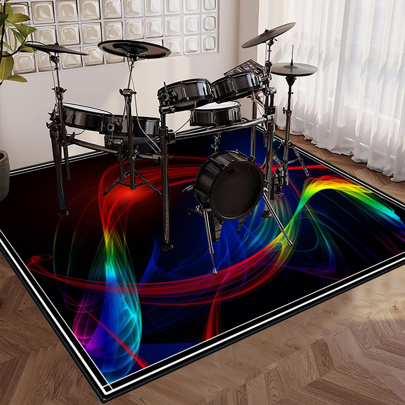 Tapis de Batterie Acoustique Tapis Tambour Insonorisant Tapis Batterie electronique Tapis Professionnel de Jazz, pour Grosse Caisse Claire et Autres Instruments de Musique 140 x 120 cm