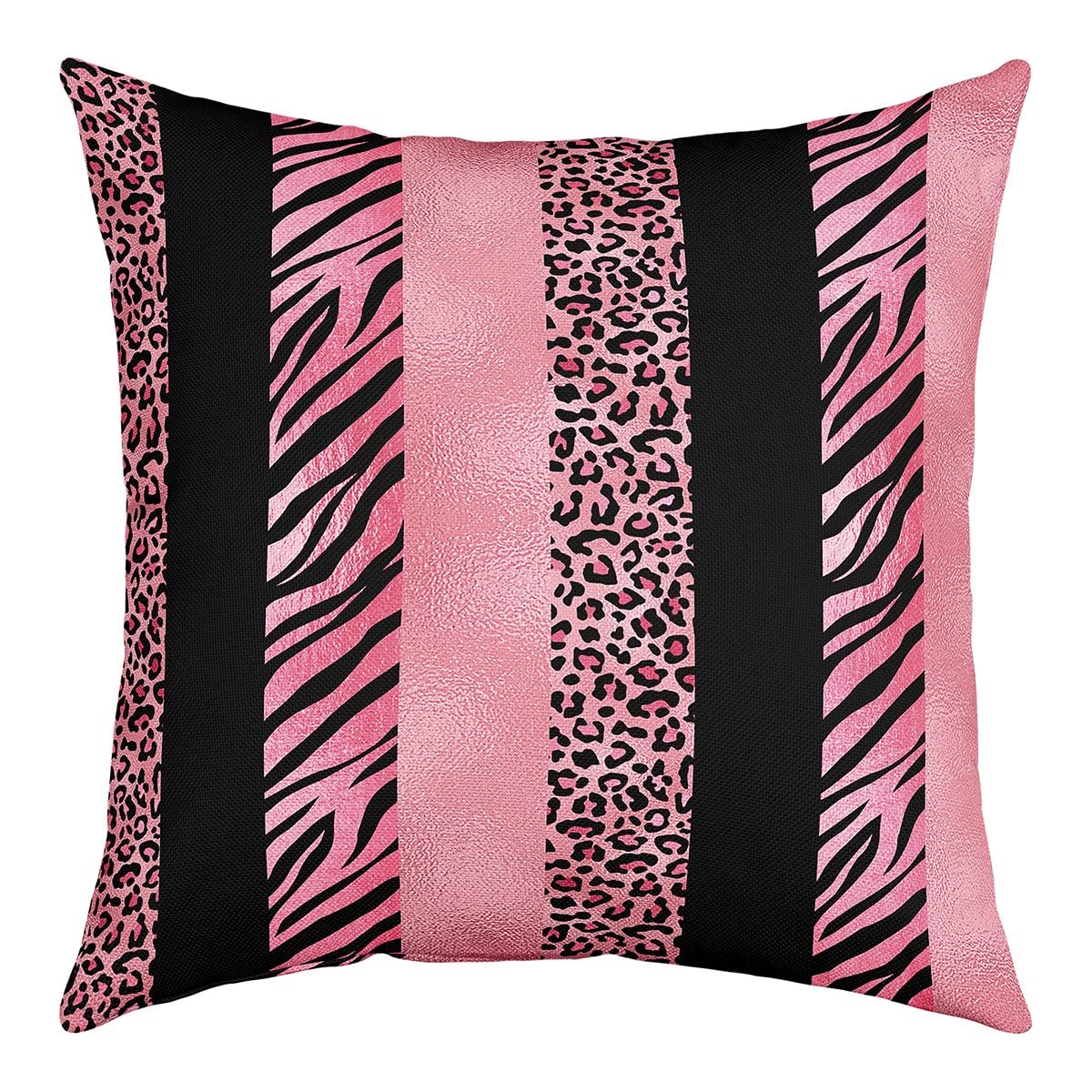 richhome Pink Leopard Print Pillow Cover 24x24 Inch Wild Animal Zebra Skin Texture Decor Pillow Case for Women Adults Black Geometric Stripes Western Style Cushion Cover for Housewarming Car โ image 1