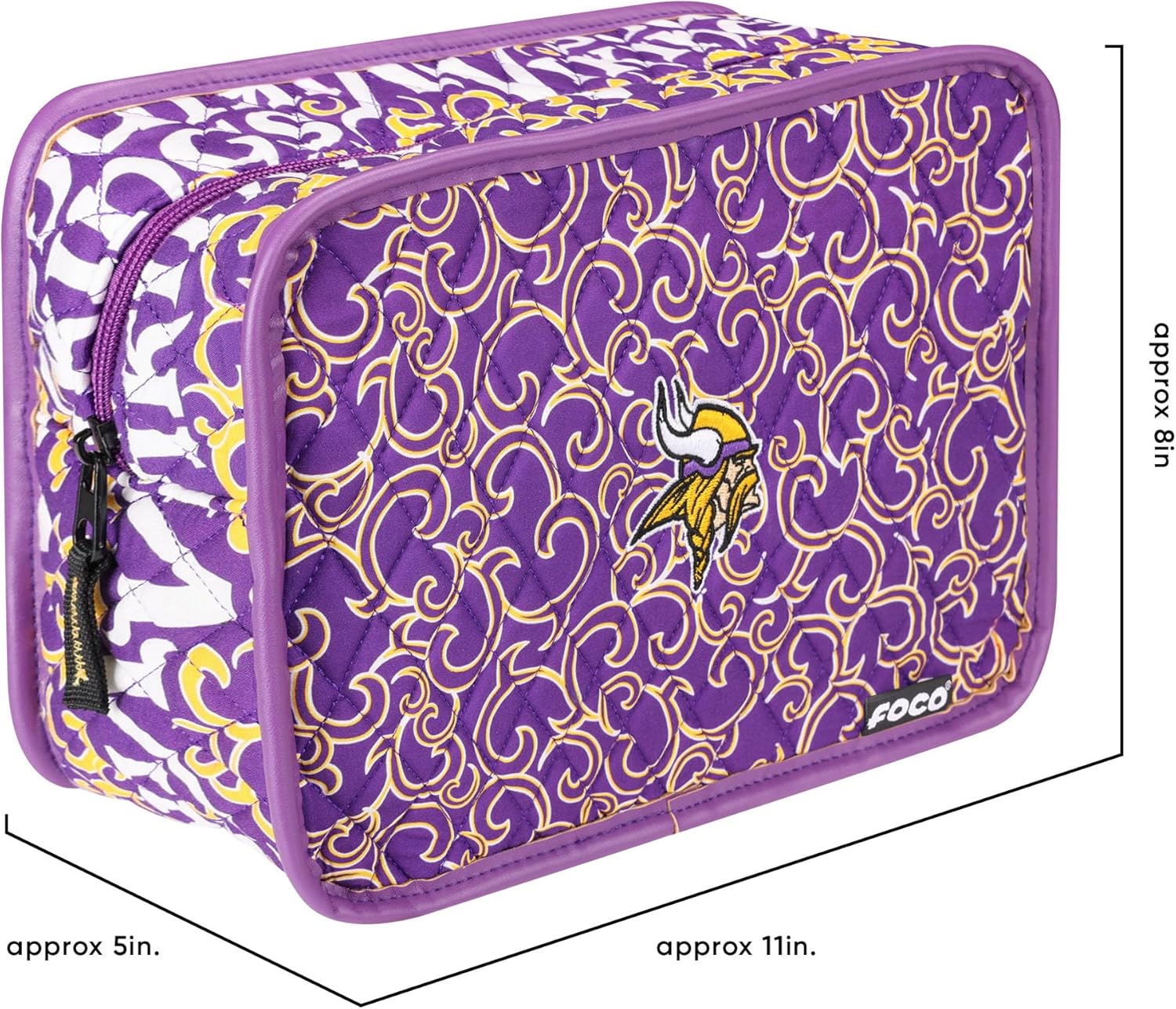FOCO NFL Logo Quilted Printed Cosmetic Toiletry Bag, Team Color