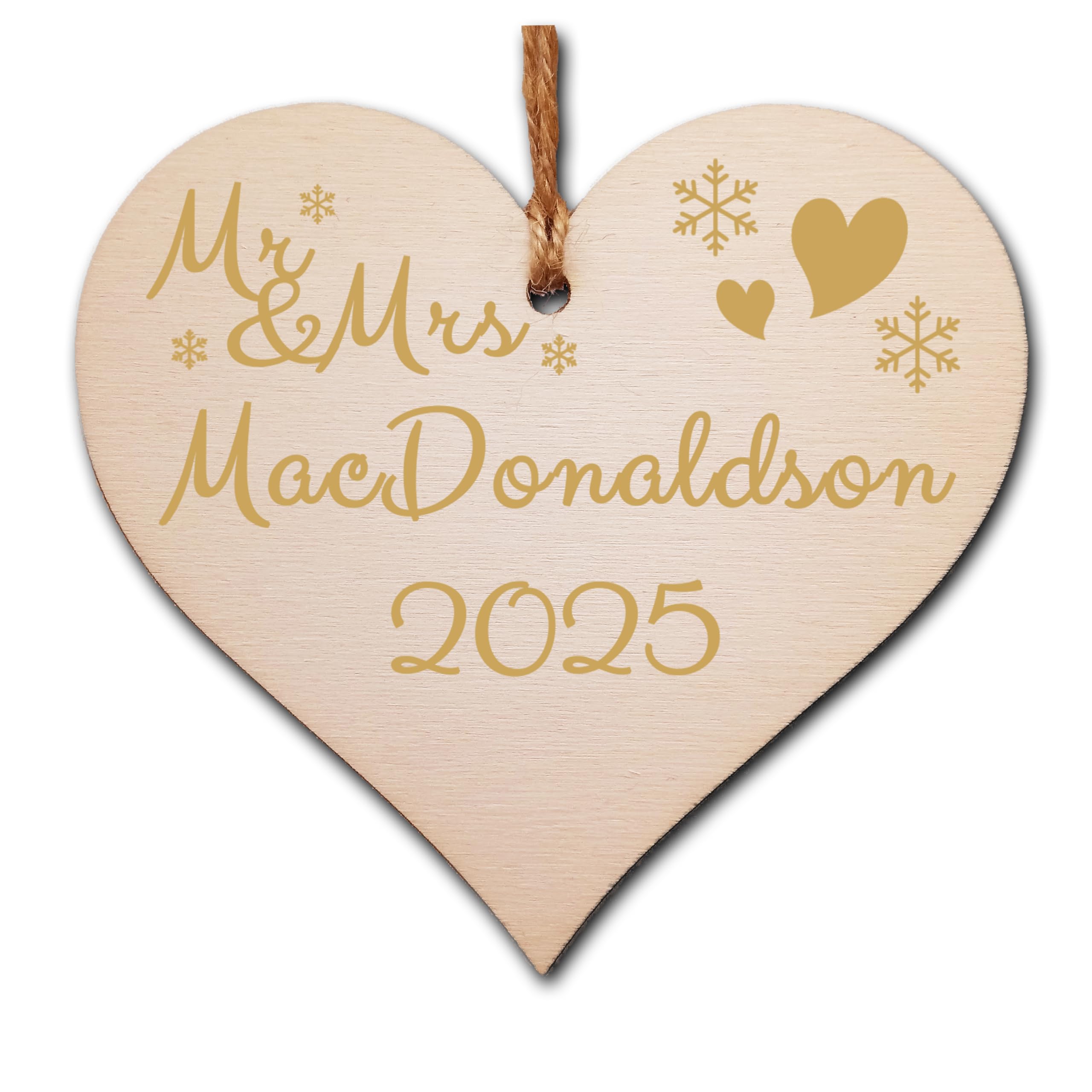 Personalised Handmade Christmas Hanging Wooden Heart Plaque Decoration Gift to wish someone special a merry xmas festive bauble