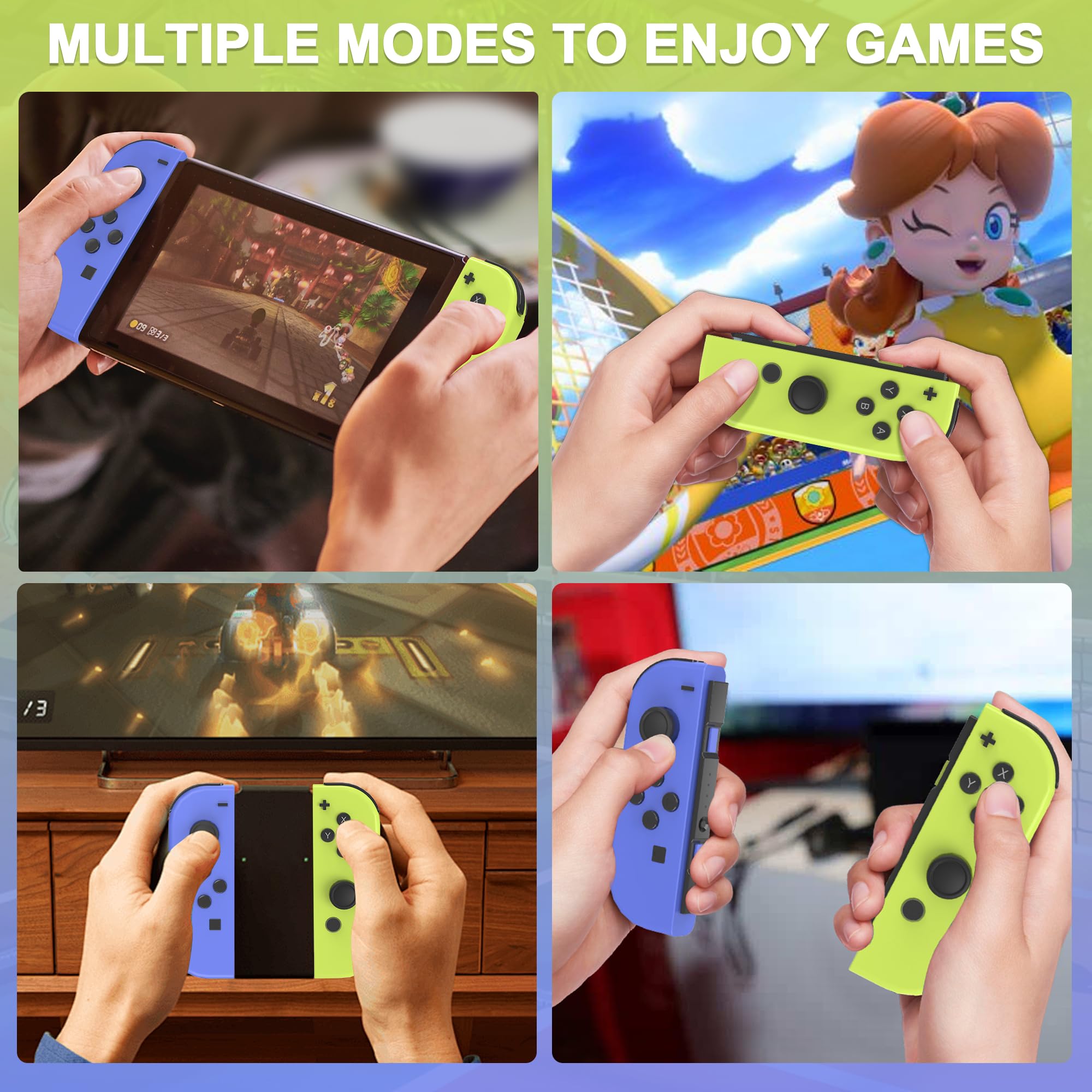 FAREMOCI Switch Controllers,Wireless Joy Remote cons with Hall Effect Joystick No Drift Controles Compatible with Switch 1 OLED Lite,HD Rumble Gyro Motion,Wake Up,No NFC,Blue Yellow — view 6