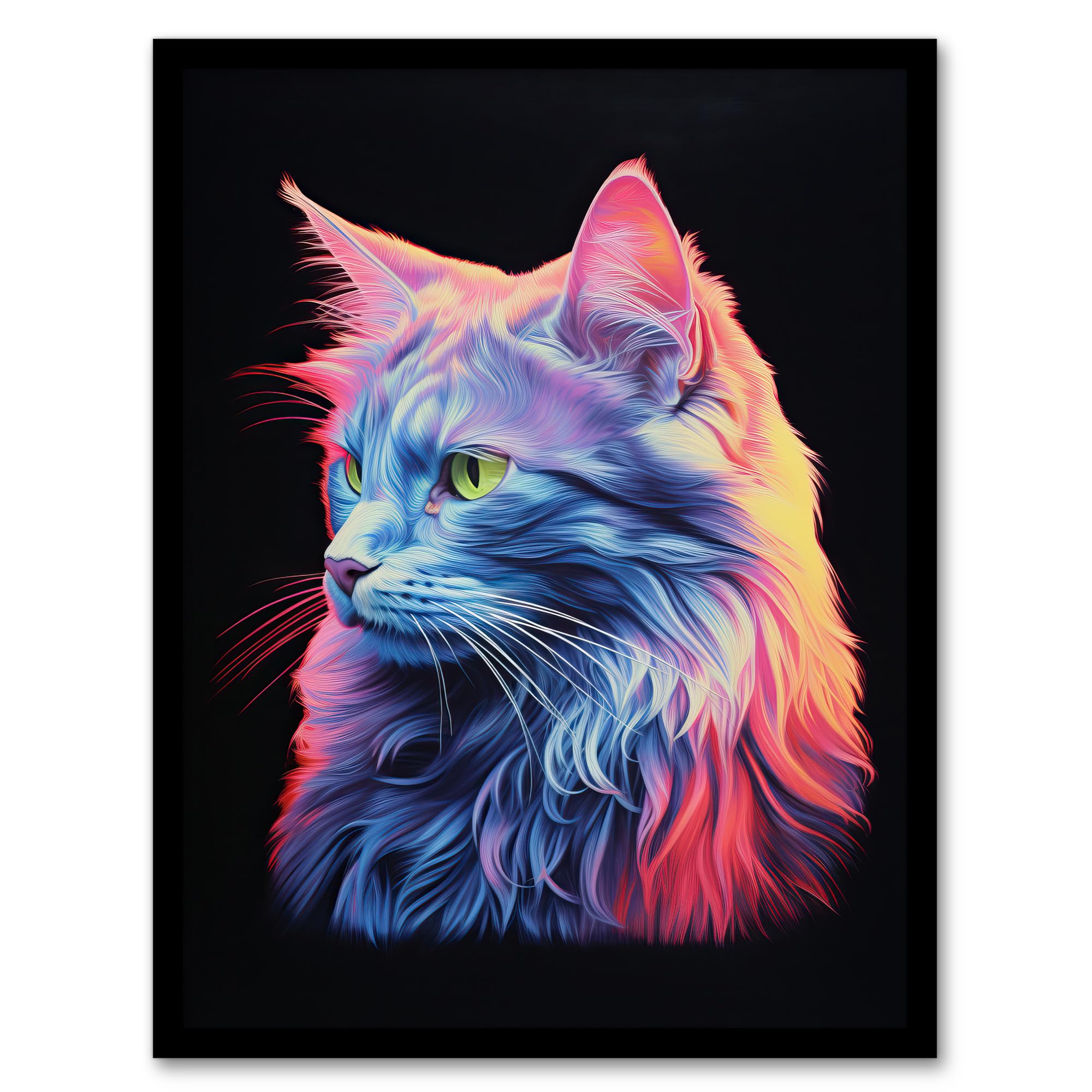 Artery8 Ragamuffin Cat Artwork No 2 By Karen Peters Bright Uplit Pastel Toned Light Elegant Painting Artwork Framed Wall Art Print 18X24 Inch