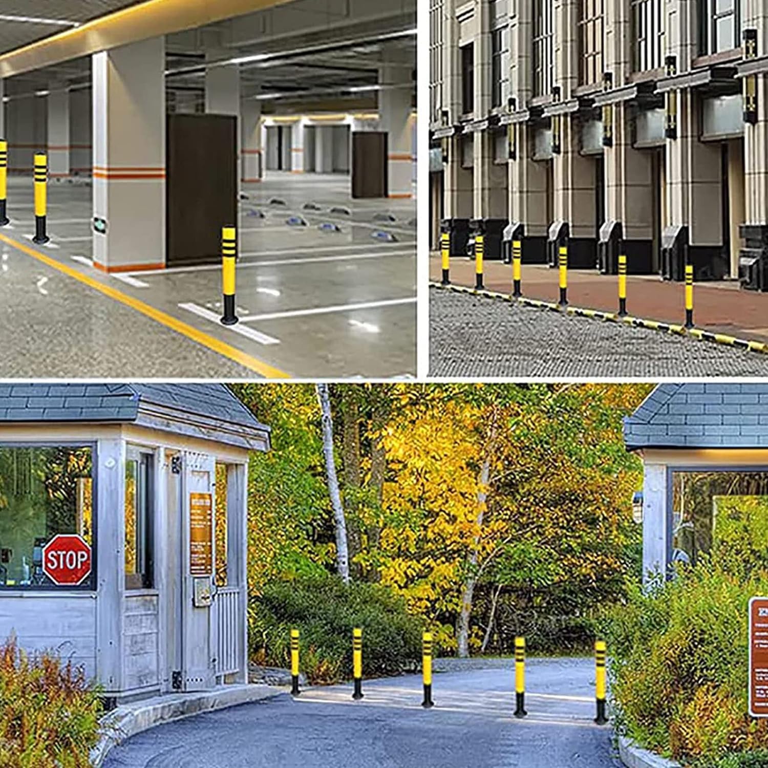 Parking Guardrails Bollard Post Parking Barrier with 5m Plastic Chain 2 Pack Stainless Steel Security Driveway(76x800mm)