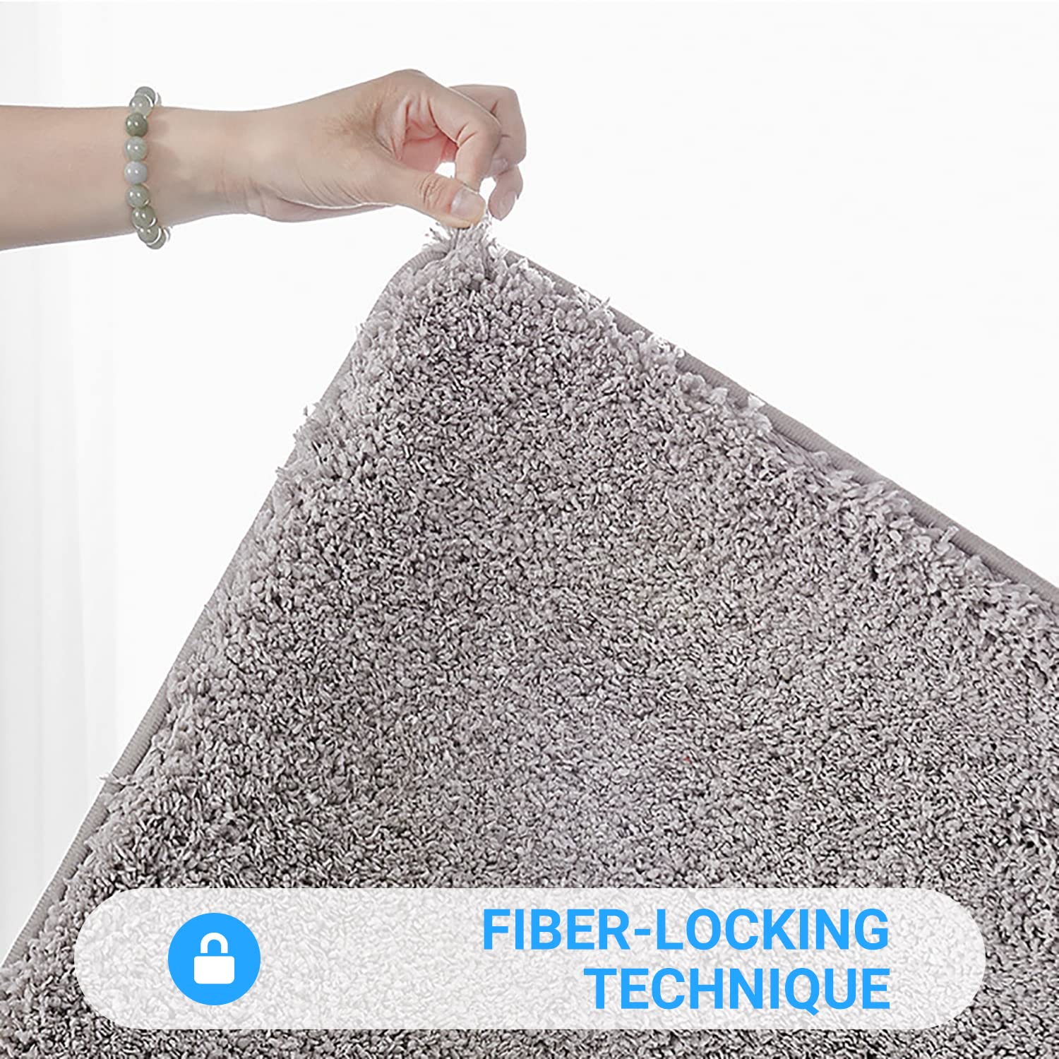 Tapis de Bain en Microfibre - Grand Tapis de Salle de Bain - Antidérapant - Lavable - Doux et Super Absorbant - pour Douche, Baignoire, Toilettes, WC - Tapis de Douche Moelleux (Gris, 60 x 90 cm)
