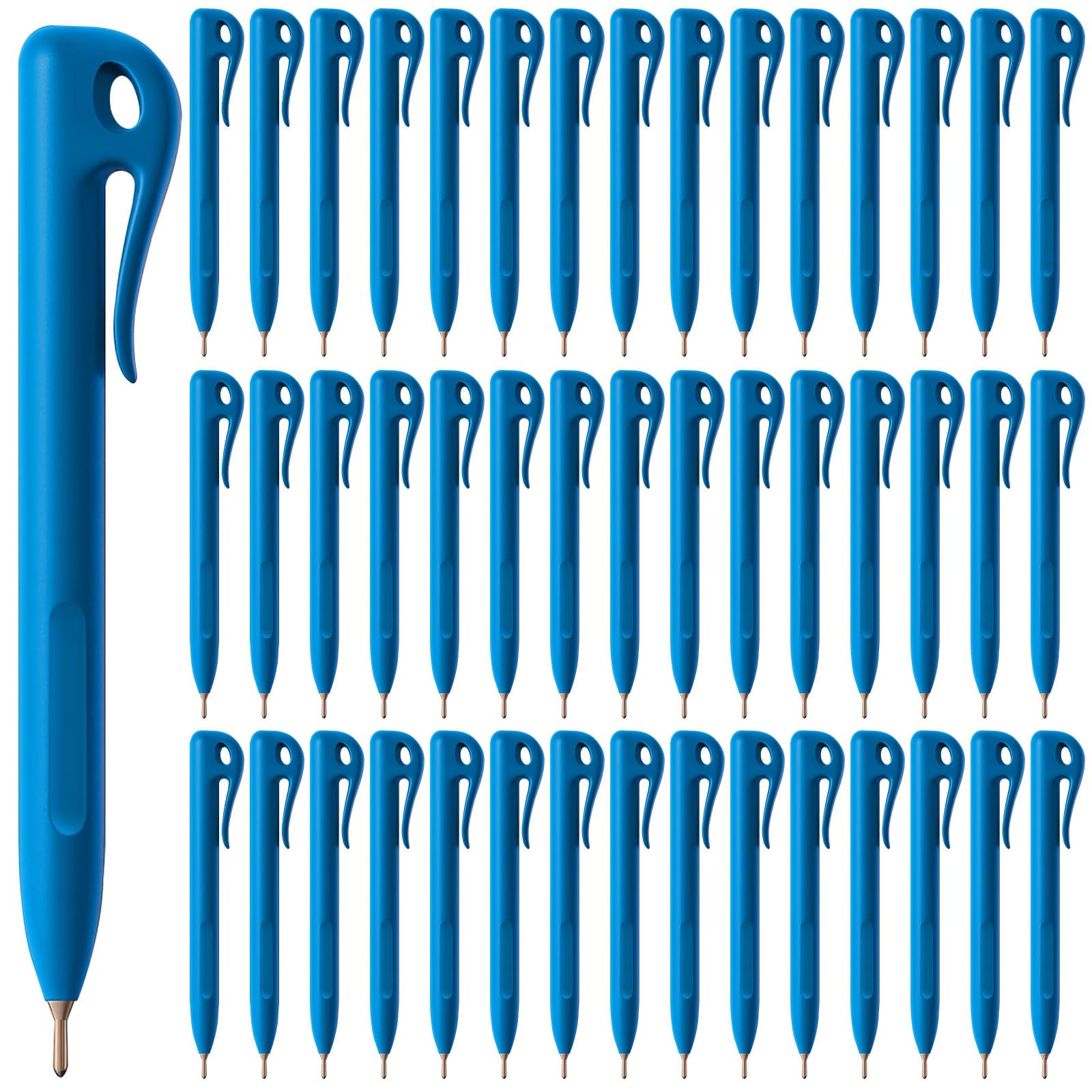 Tenceur 50 Pcs Metal Detectable Pens Standard Blue Ink Pen with Pocket Clip Lanyard Attachment Metal Retractable Ballpoint