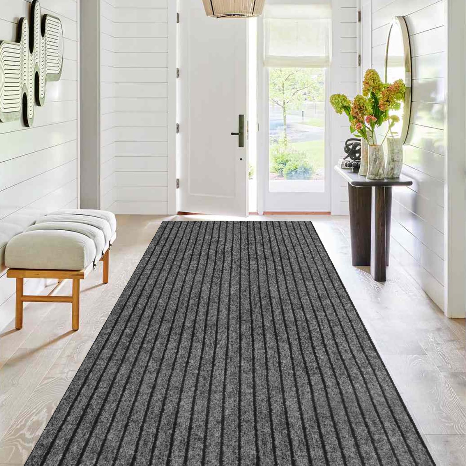 Runner Rug 2 ft x36 ft, Outdoor/Indoor Rug with Rubber Backing Non Slip for Hallway, Kitchen, Patio, Laundry, RV, Entryway, Garage, Bathroom, Area Rug