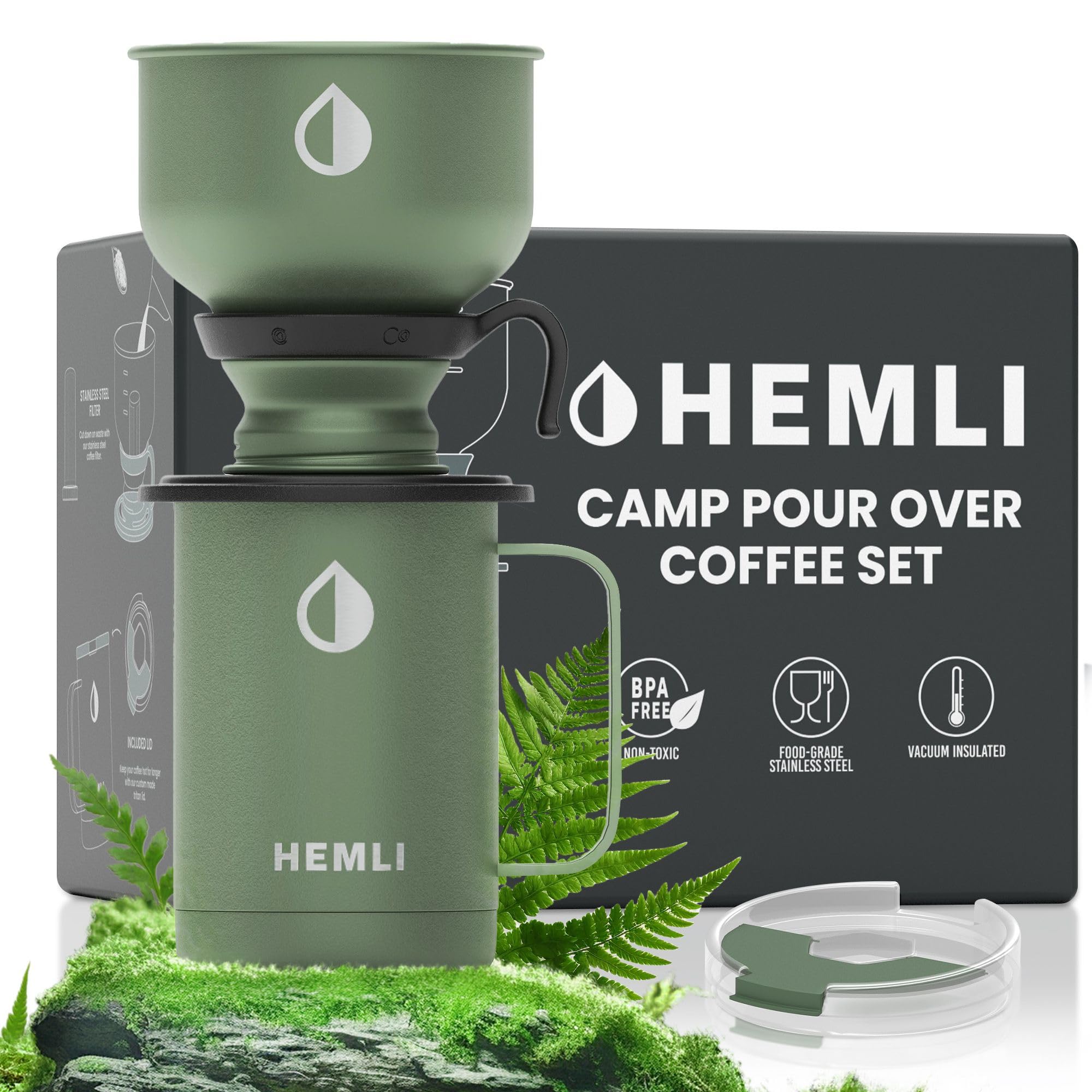 Pour Over Kaffeebecher Camping-Set – Isoliert & Auslaufsicher