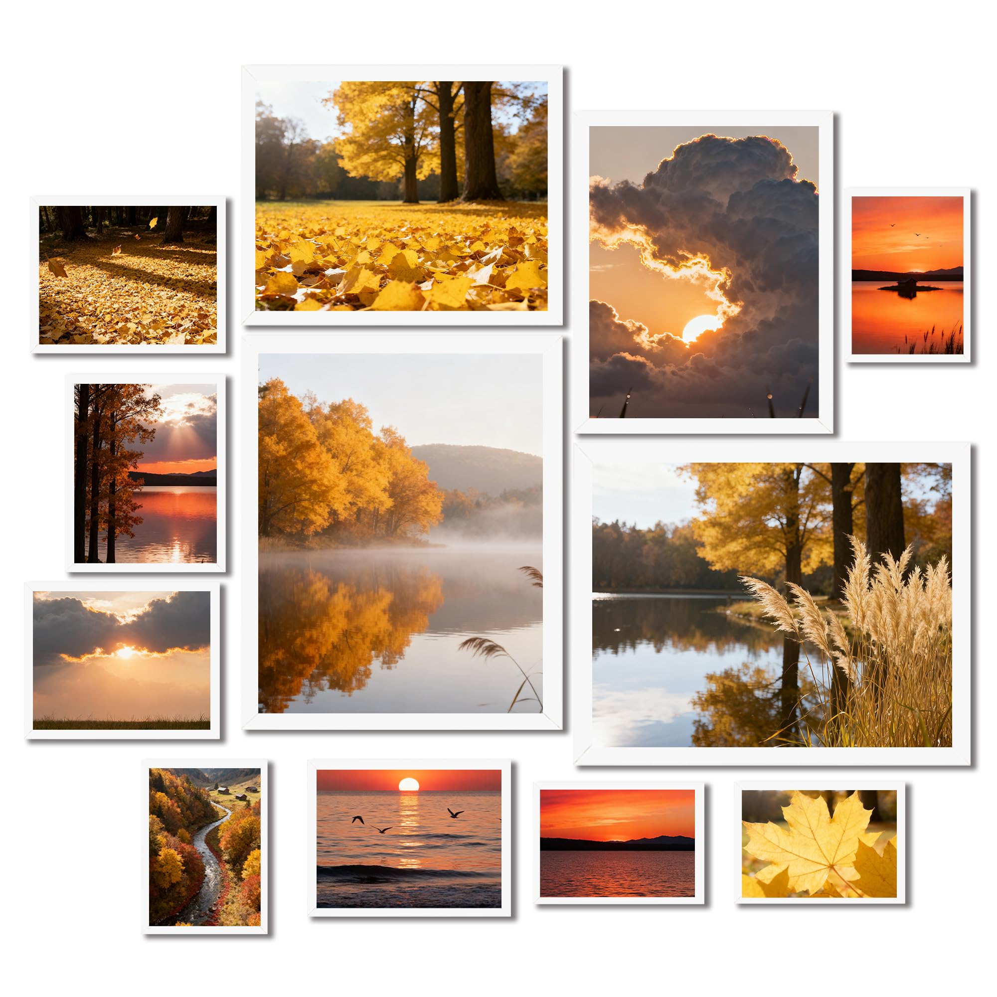 Kaiwin White Set Of 12 Picture Frames; Multi Photo Frame ; Two 20X25 Cm (8X10 Inches); Two 15X20 Cm (6X8 Inches); Four 13X18 Cm (5X7 Inches); Four 10X15 Cm (4X6 Inches), Collage Photo Frame