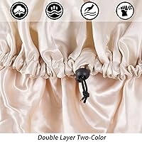 Vista 2 de Gorro de seda de satén para cabello rizado, gorro trenzado para dormir, para mujer, grande, doble capa ajustable