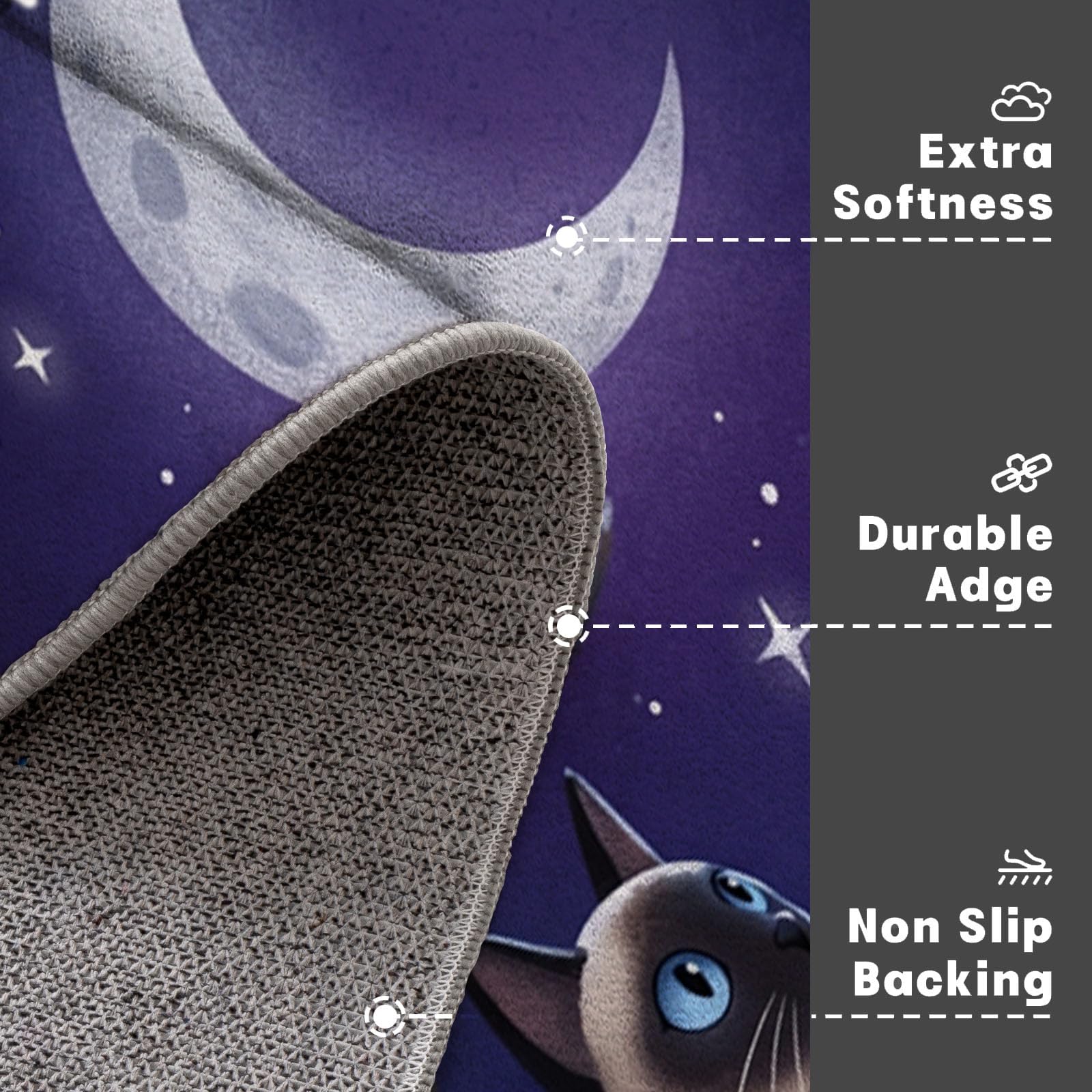 90X150Cm Zerbino Ingresso Interno Antiscivolo Assorbente, Tappeto Microfibra Sottile Lavabile Con Animali Sognanti Nel Cielo Stellato Gatti Carini Che Giocano Per Cucina Bagno Porta Animali, Viola