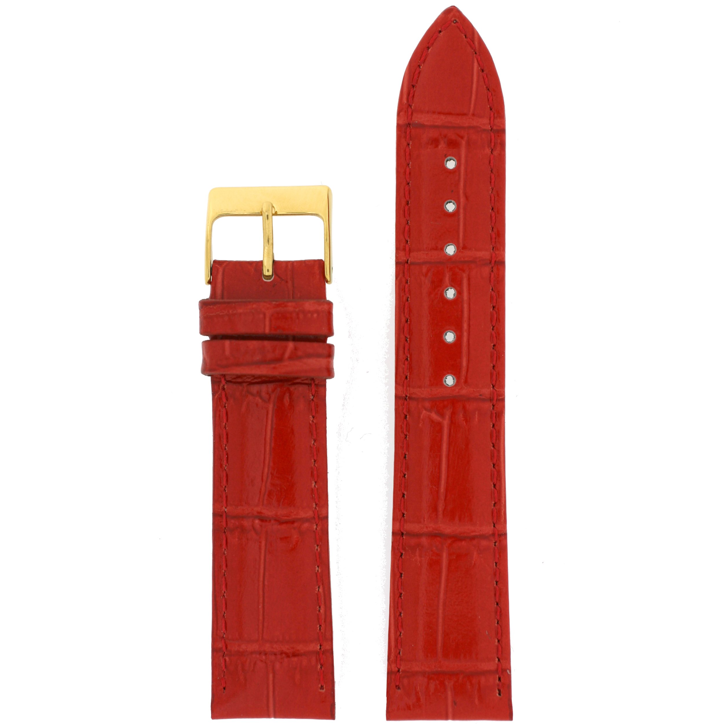 Tech Swiss Watch Band Red Genuine Leather Crocodile Grain 20 millimeter