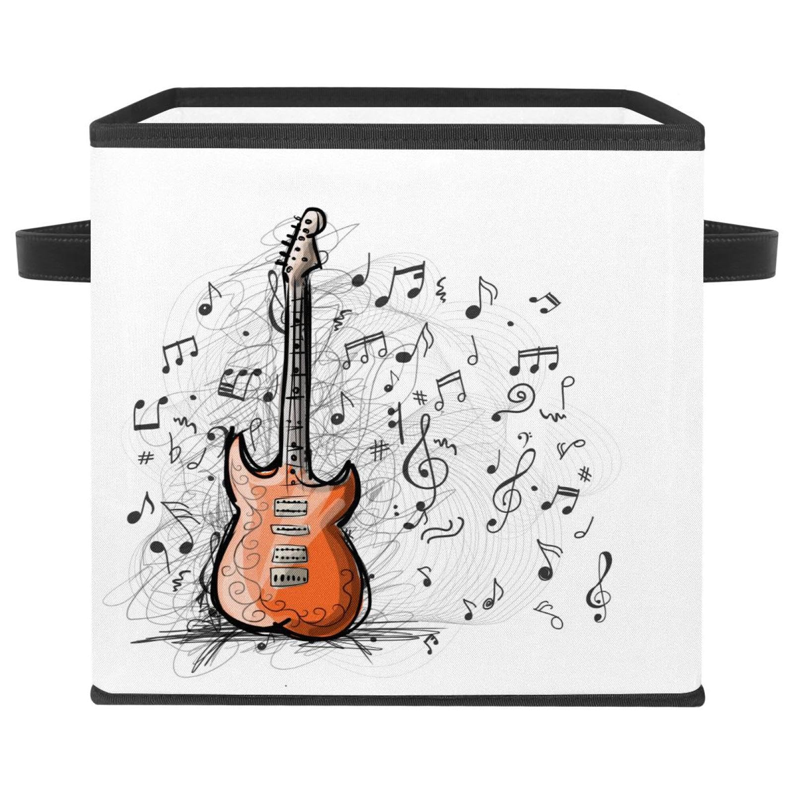 Panier de rangement en tissu pour chambre à coucher au motif guitare rock