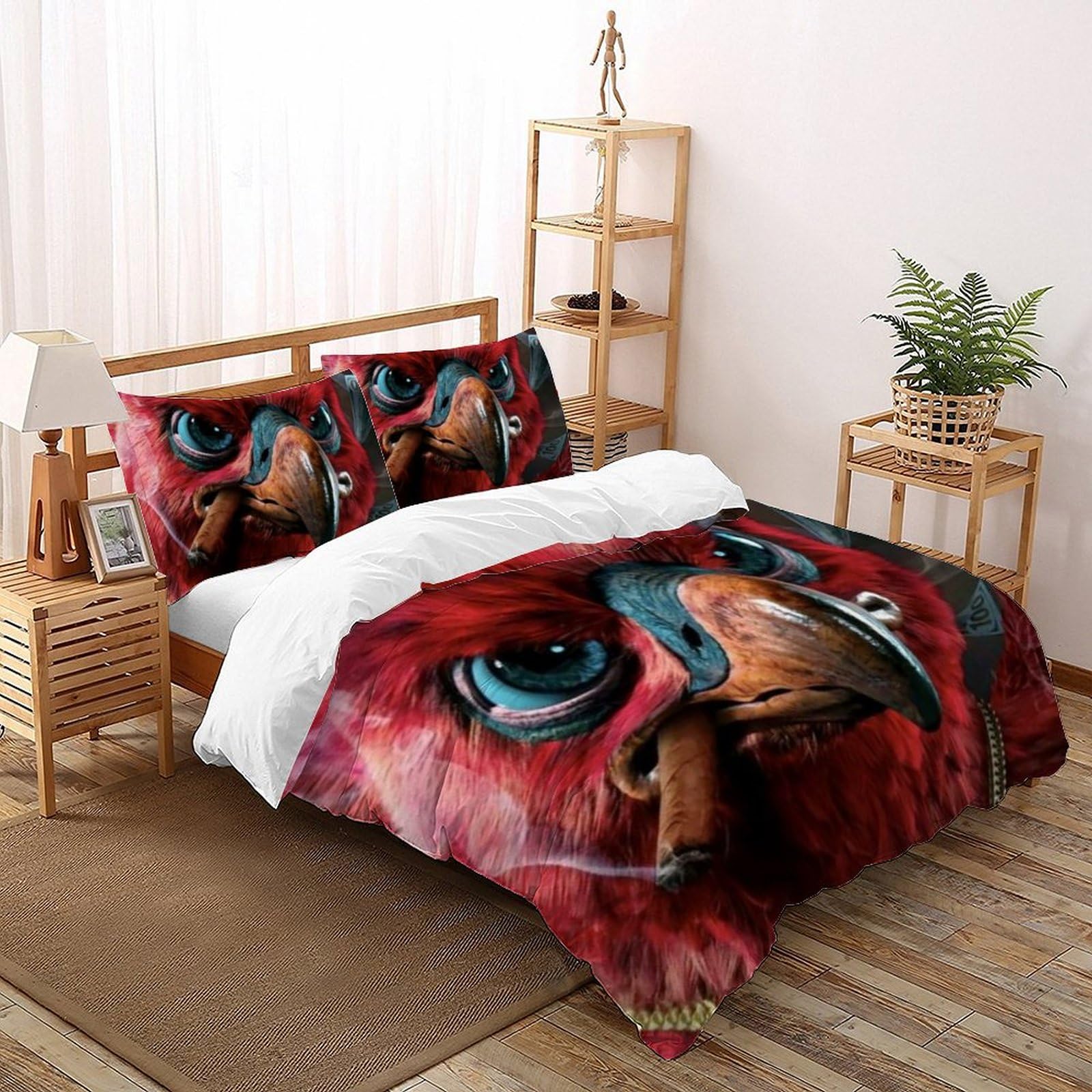 Housse de couette poulet 3D grand lit hypoallergénique facile à laver