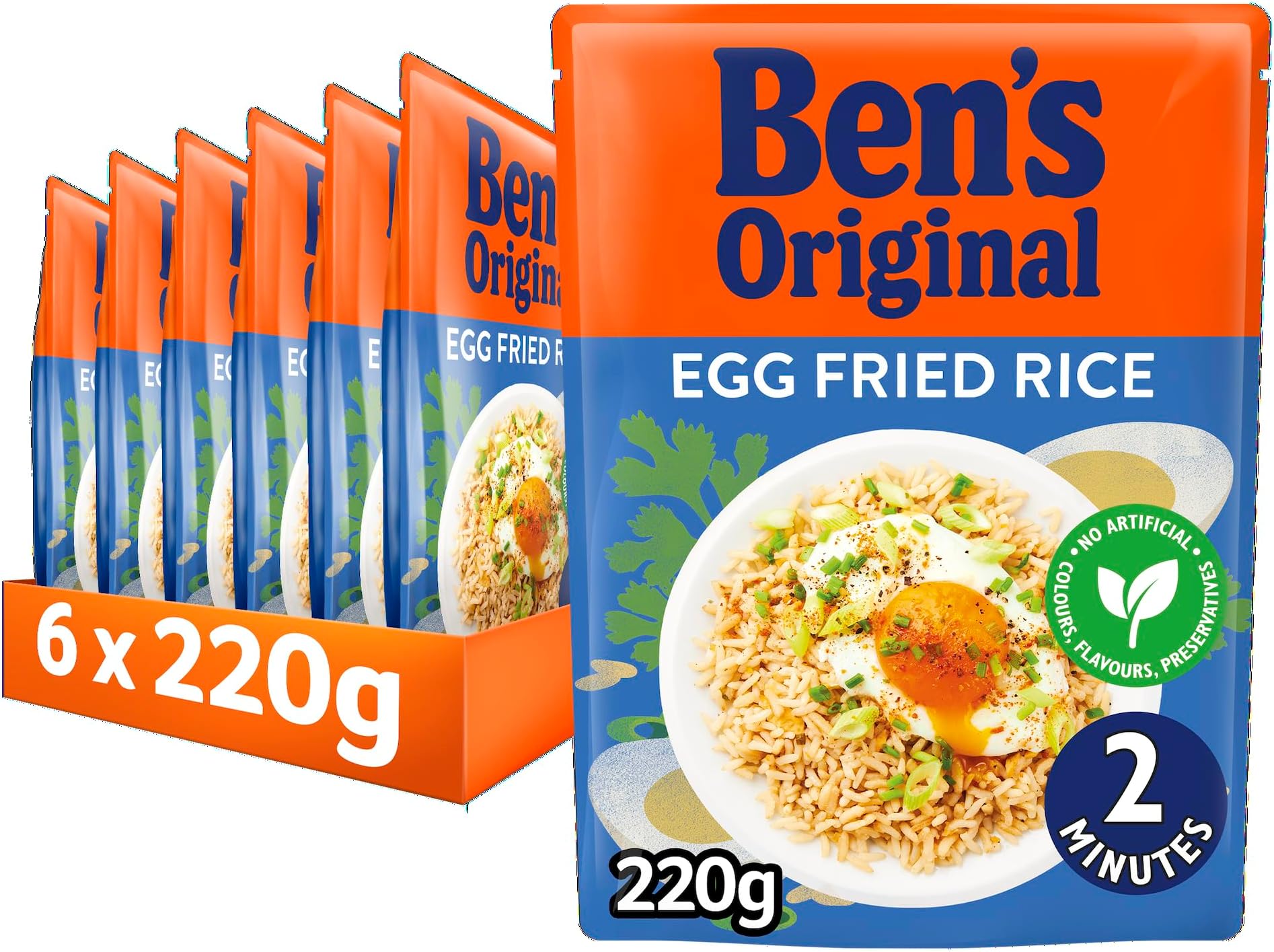 BEN'S ORIGINAL Egg Fried Microwave Rice, Bulk Multipack 6 x 220g pouches