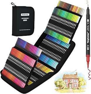 Tongfushop 120 Coulors Dual Tip Brush Pen, Felt Tip Pens Set, Colouring Pens, Smooth and Writable Art Pens Set for Drawing, Sketching, Calligraphy,Adult Colouring Books, Comic and Painting