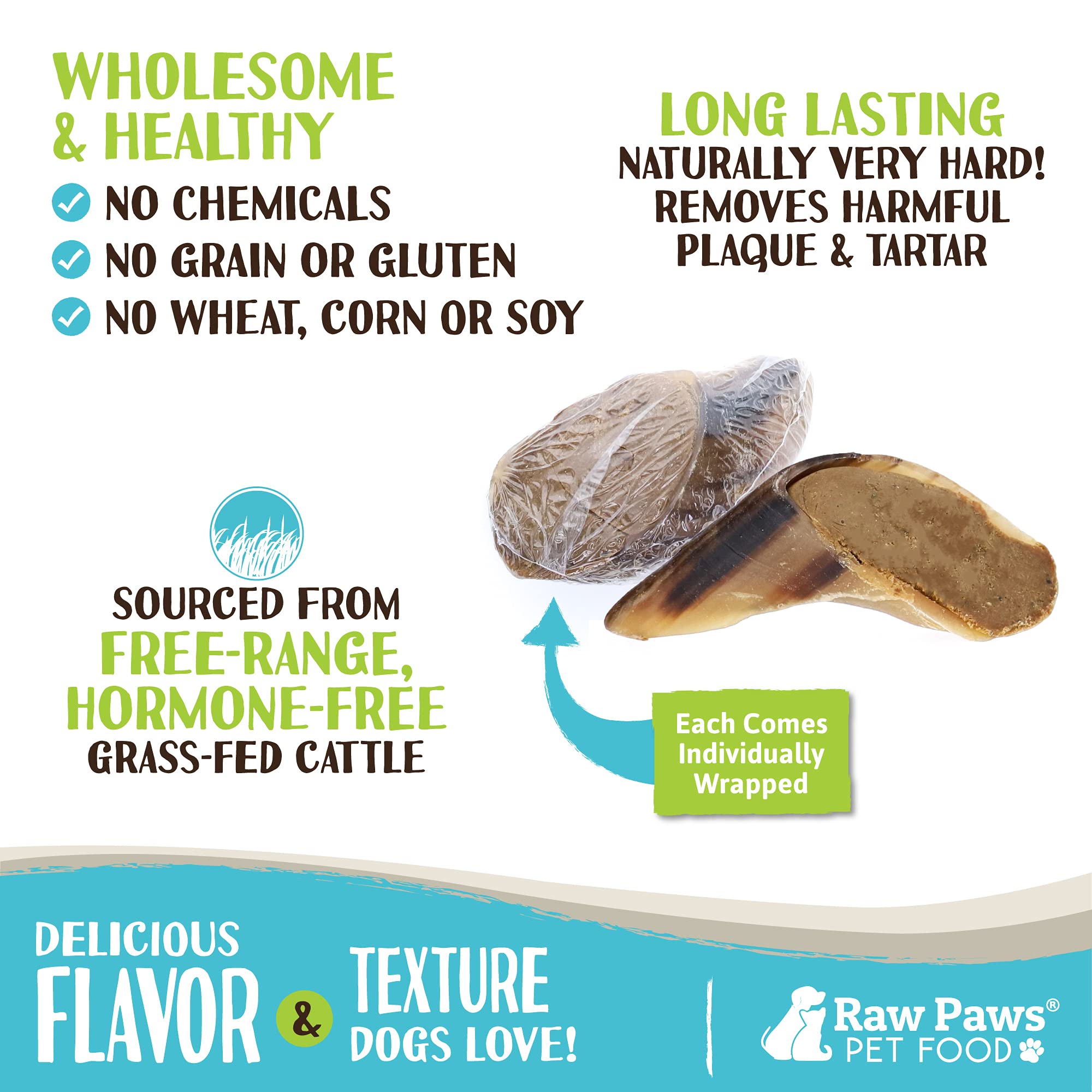 Buy Raw Paws Pet Filled Cow Hooves for Dogs, 5 Pack Peanut Butter & Bacon & Cheese Stuffed