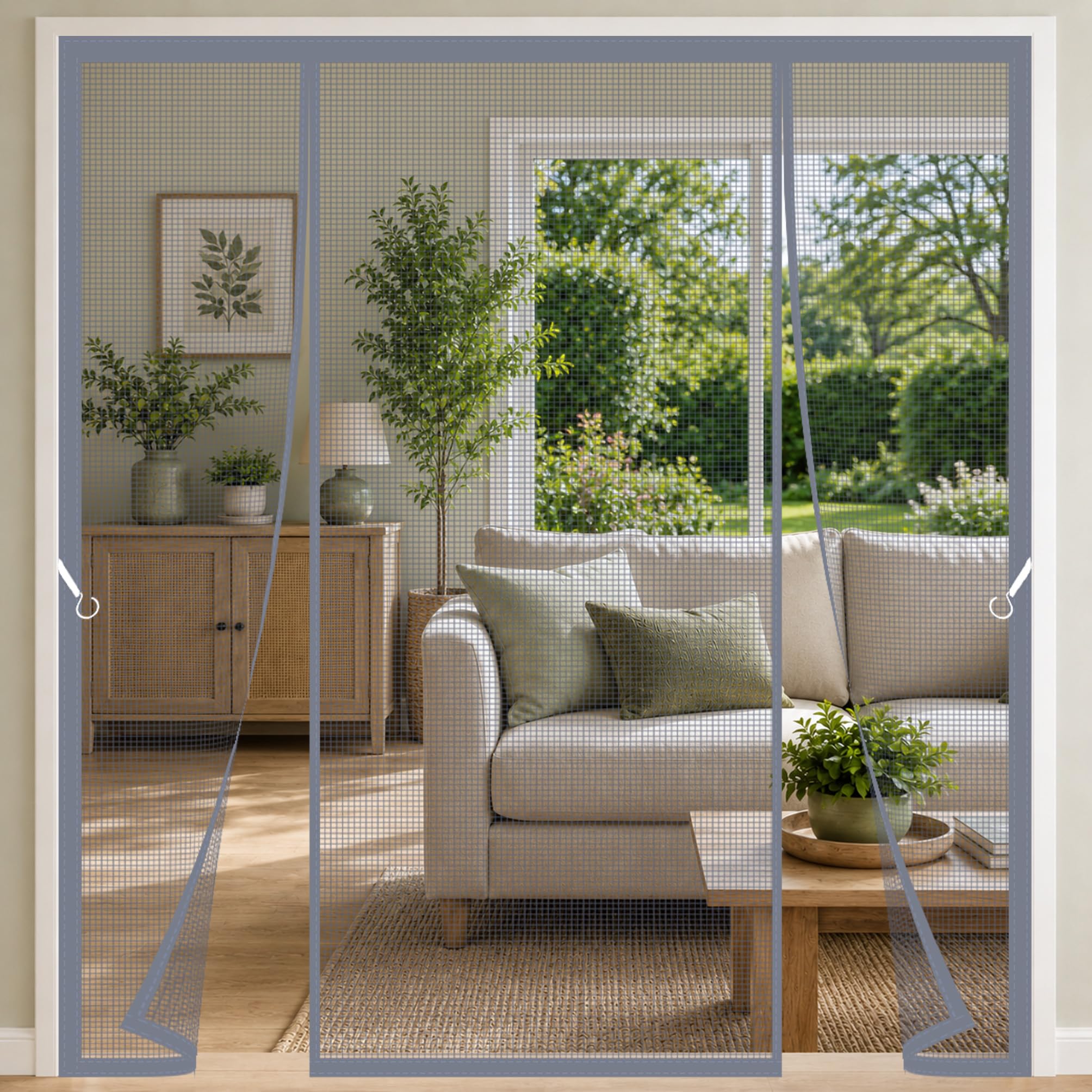 Shuruo Grey Wide Patio Door Fly Screen 315X210cm Double Door Magnetic Mesh Screen With Bottom Weights And Neat Frame Fit Built For Frequent Patio Entry For Balcony Doors Summer House Doorway