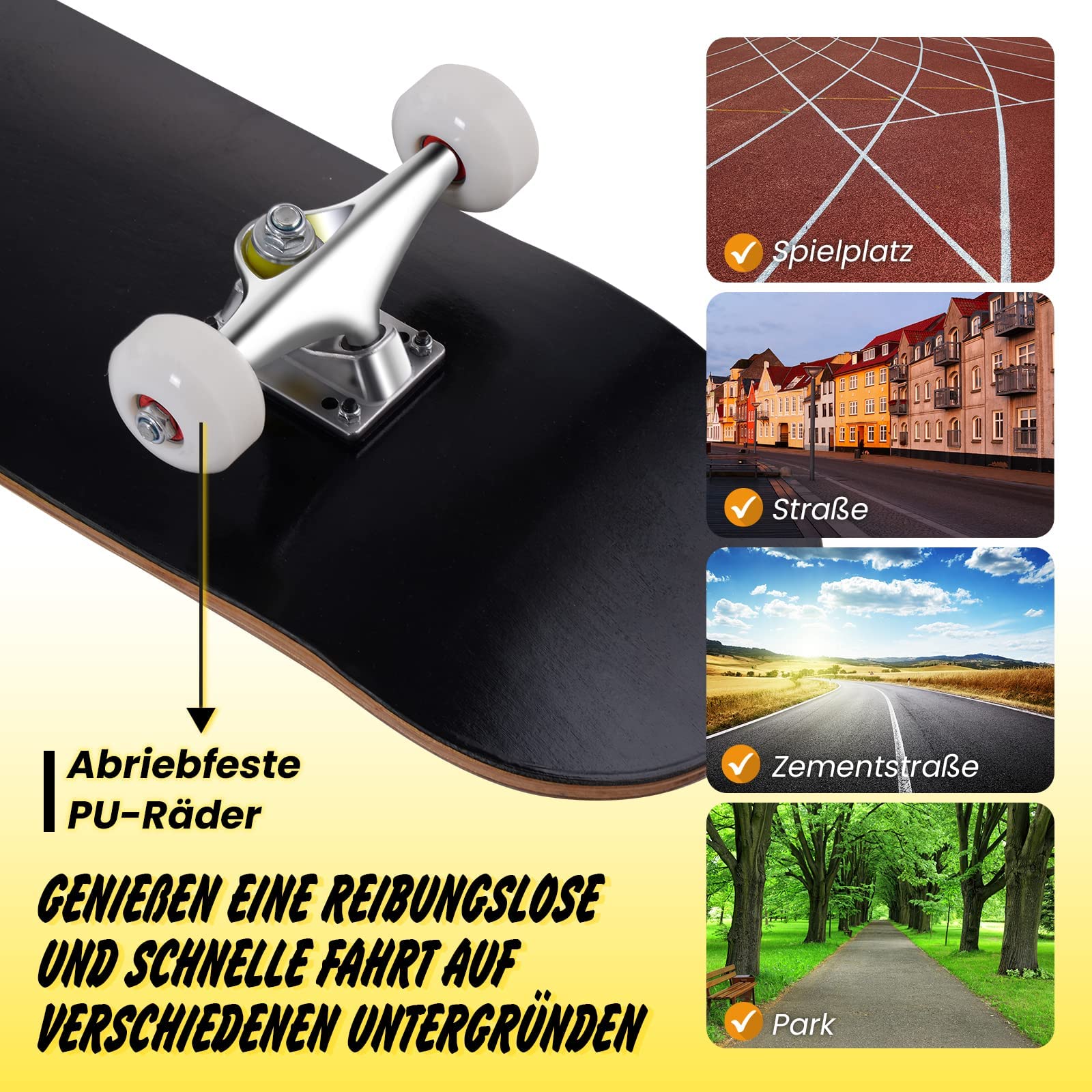 FANTASK Deskorolka dla początkujących, Cruiser z łożyskami kulkowymi ABEC-7, 7-warstwowa longboard dla dzieci, młodzieży, dorosłych (80 x 20 cm)