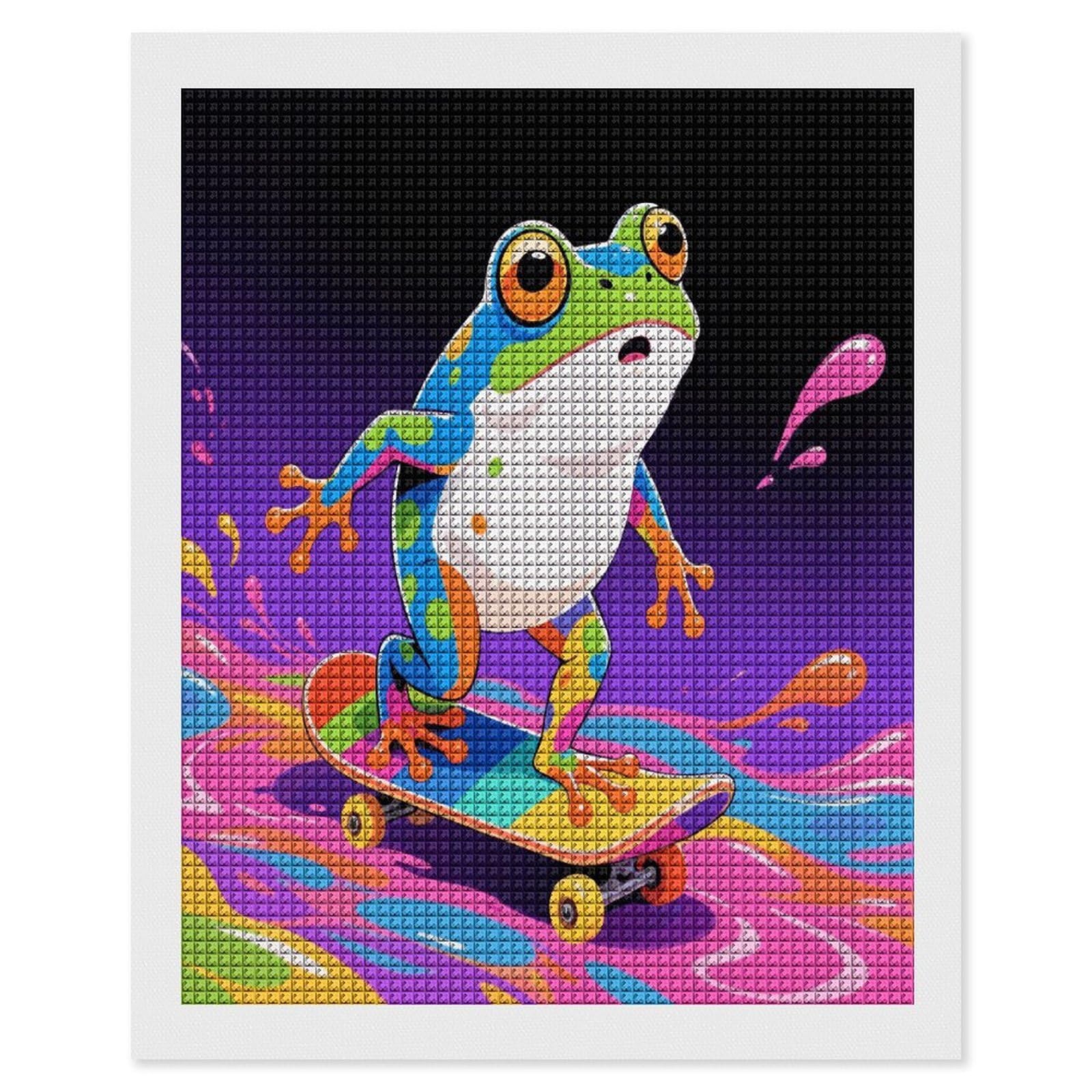 FodPand Frog Diamond Painting Kit for Beginner Fun 5D DIY Crafts for Adults Diamond Art Kits Square Diamond Art Canvas Painting Gem Art Crafts for Home Wall Decor 16"x20"