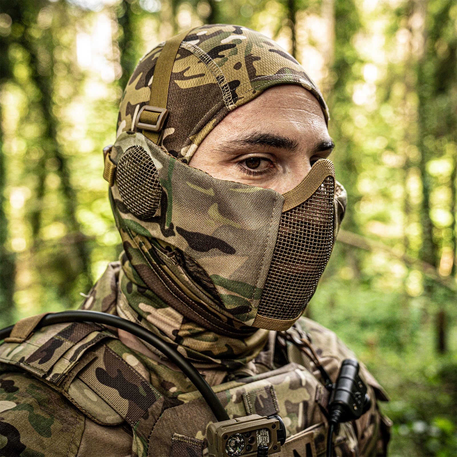 Máscara táctica para airsoft, paintball, plegable, media cara