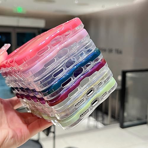 Miniatura 5 de FABSPARK Funda para iPhone 15 Pro Max, bonita funda colorida con láser, retro, exquisita, rizada, borde ondulado, protector estético de TPU suave