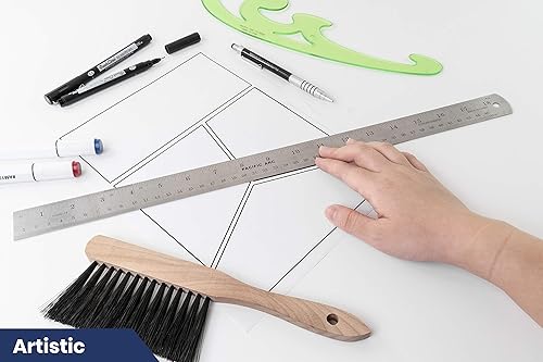 Vista 35 de Pacific Arc Regla de acero inoxidable de 36 pulgadas con tabla de conversión de pulgadas/métrica