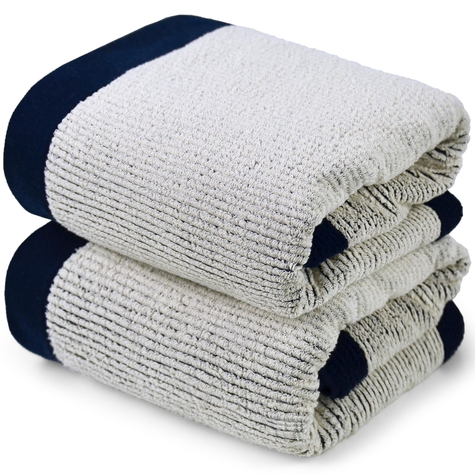 Set Di 2 Asciugamani Da Bagno Cleanbear In Cotone Jacquard – 137x71 Cm, Blu Navy, Morbidi E Assorbenti