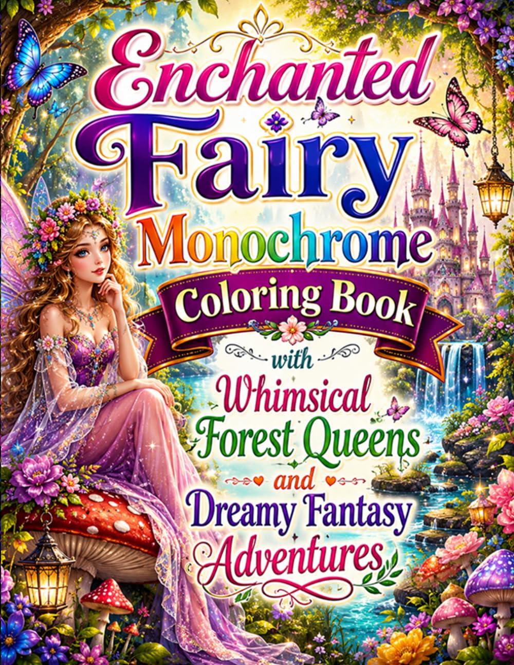 Enchanted Fairy Monochrome Coloring Book with Whimsical Forest Queens and Dreamy Fantasy Adventures: Magical Black and White Fairy Scenes Filled with ... and Relaxing Fantasy Designs for All Ages