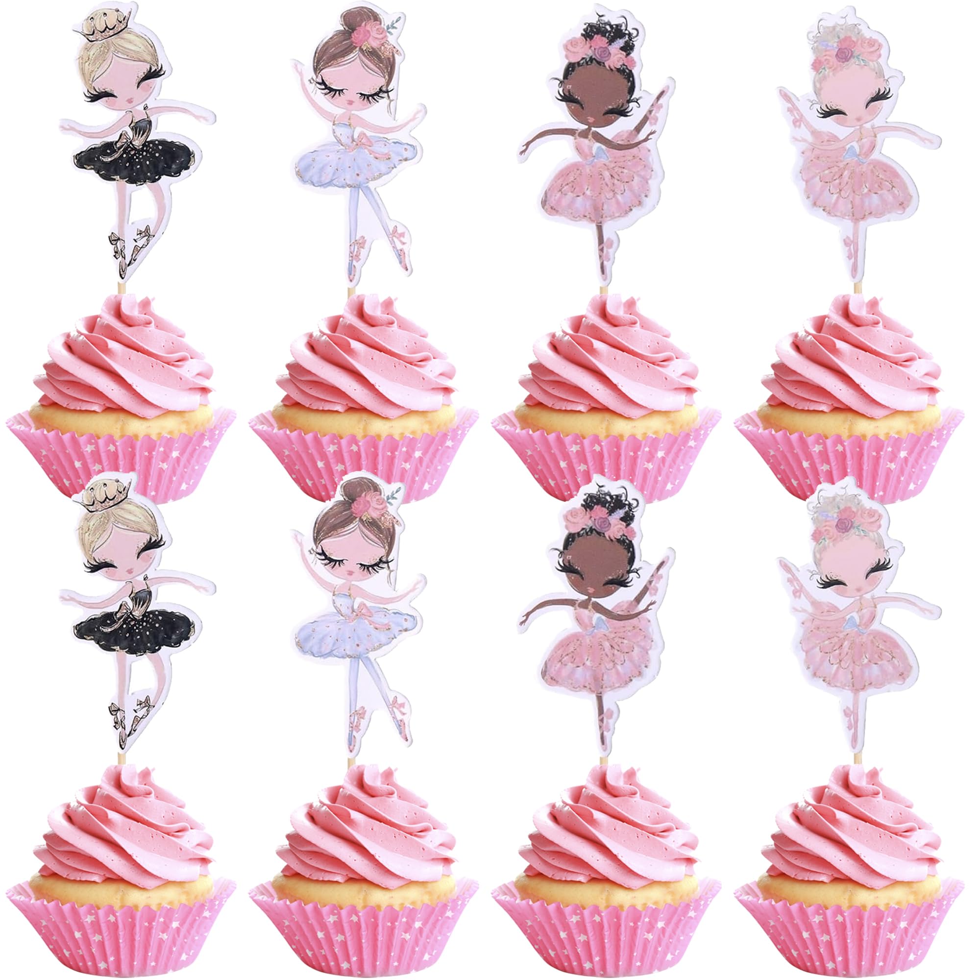 Topper Cupcake Ballerina - 12 Pezzi Decorazioni Torta Compleanno - Foto 4