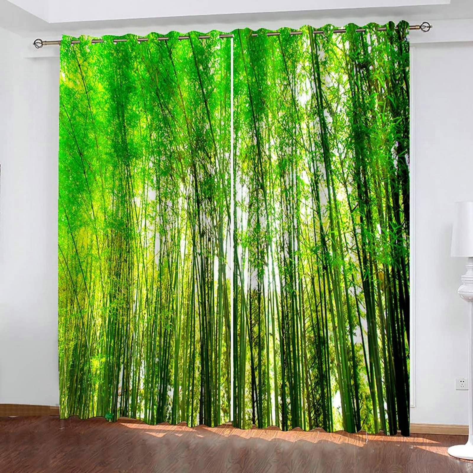 Gualiy Rideaux Chambre Occultant, Rideau Salon Fenetre Paysage Arbres Natures Rideau Vert Lot de 2 137x183cm