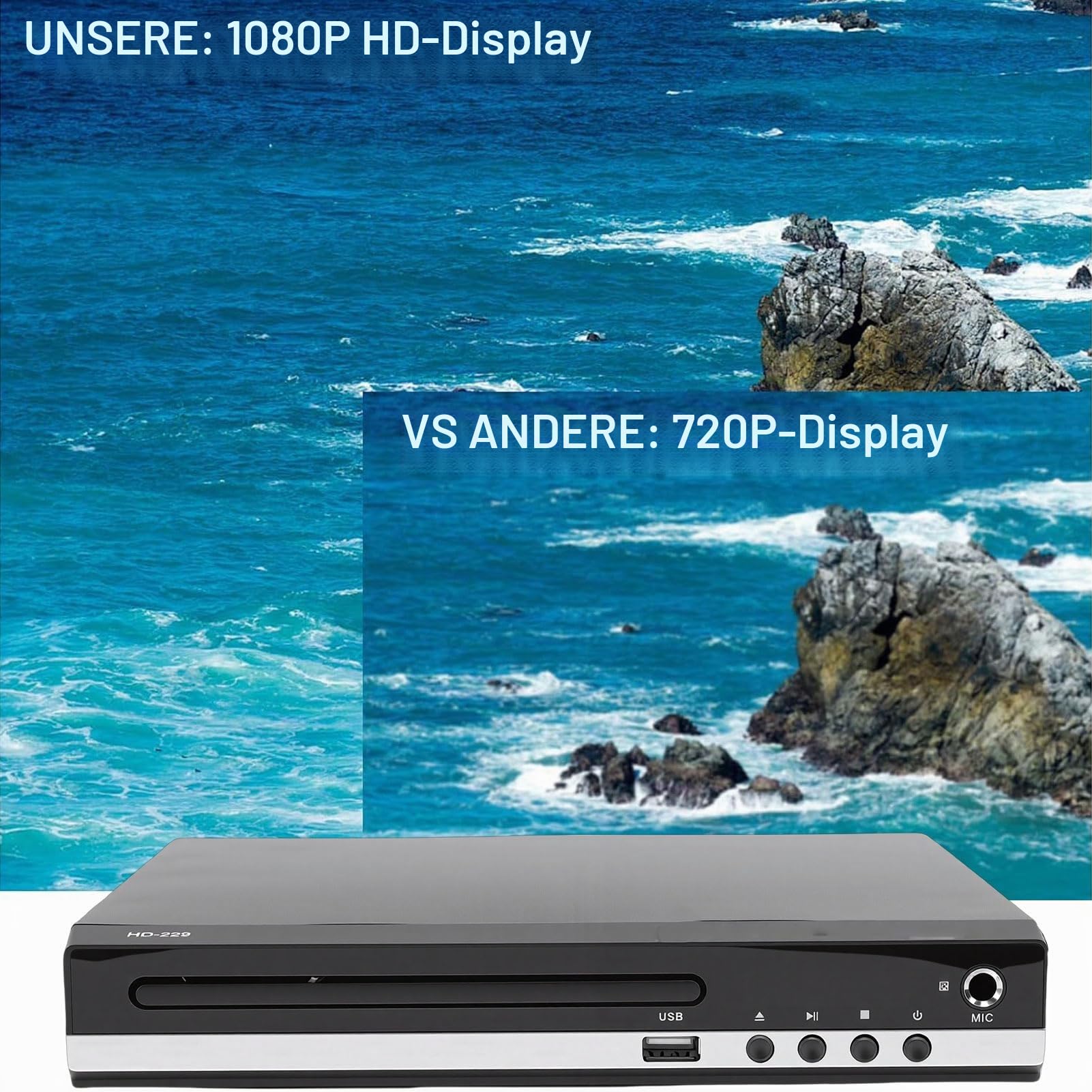 DVD Player, Multi Region Free DVD CD Player für TV mit 1080P HD Auflösung, USB-Anschluss, Ausgang, Fernbedienung, Unterstützt Alle Regionen 1-6, Verschiedene Disc- (GB-Stecker)