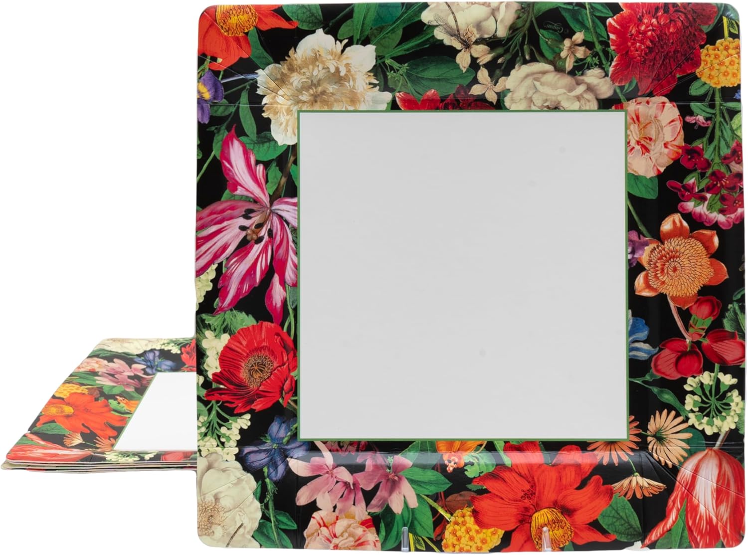 Caspari Dutch Floral Black Square Paper Dinner Plates - Includes 4 Packs of 8Paper Dinner Plates