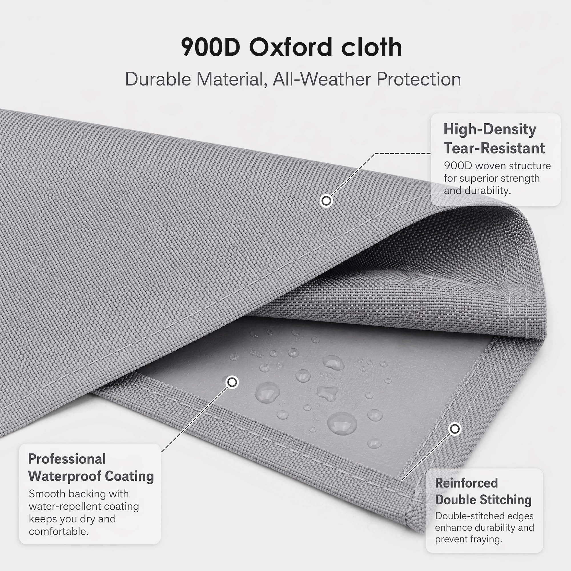 Cuscino impermeabile per dondolo da giardino, 115 x 48 x 48 cm, in tessuto Oxford 900D, rivestimento di ricambio per dondolo da giardino a 2-3 posti, colore grigio