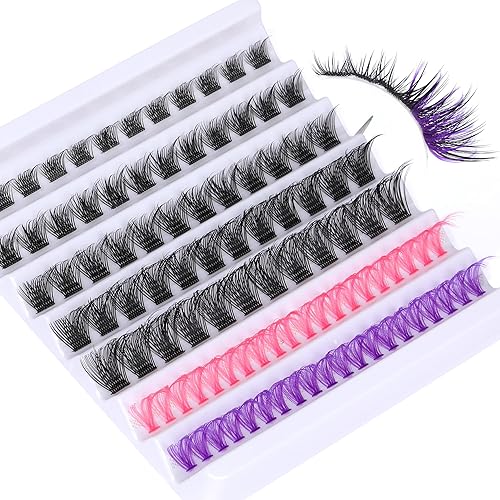 Miniatura 7 de Pestañas individuales de aspecto natural, extensiones de pestañas esponjosas de 0.315-0.630 in, racimos de pestañas con pestañas de colores 40P,