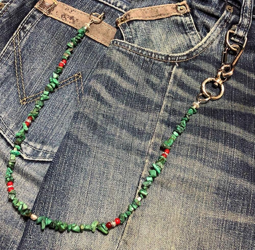 レザー ウォレットチェーン ターコイズ装飾 Amazon.co.jp: 天然石