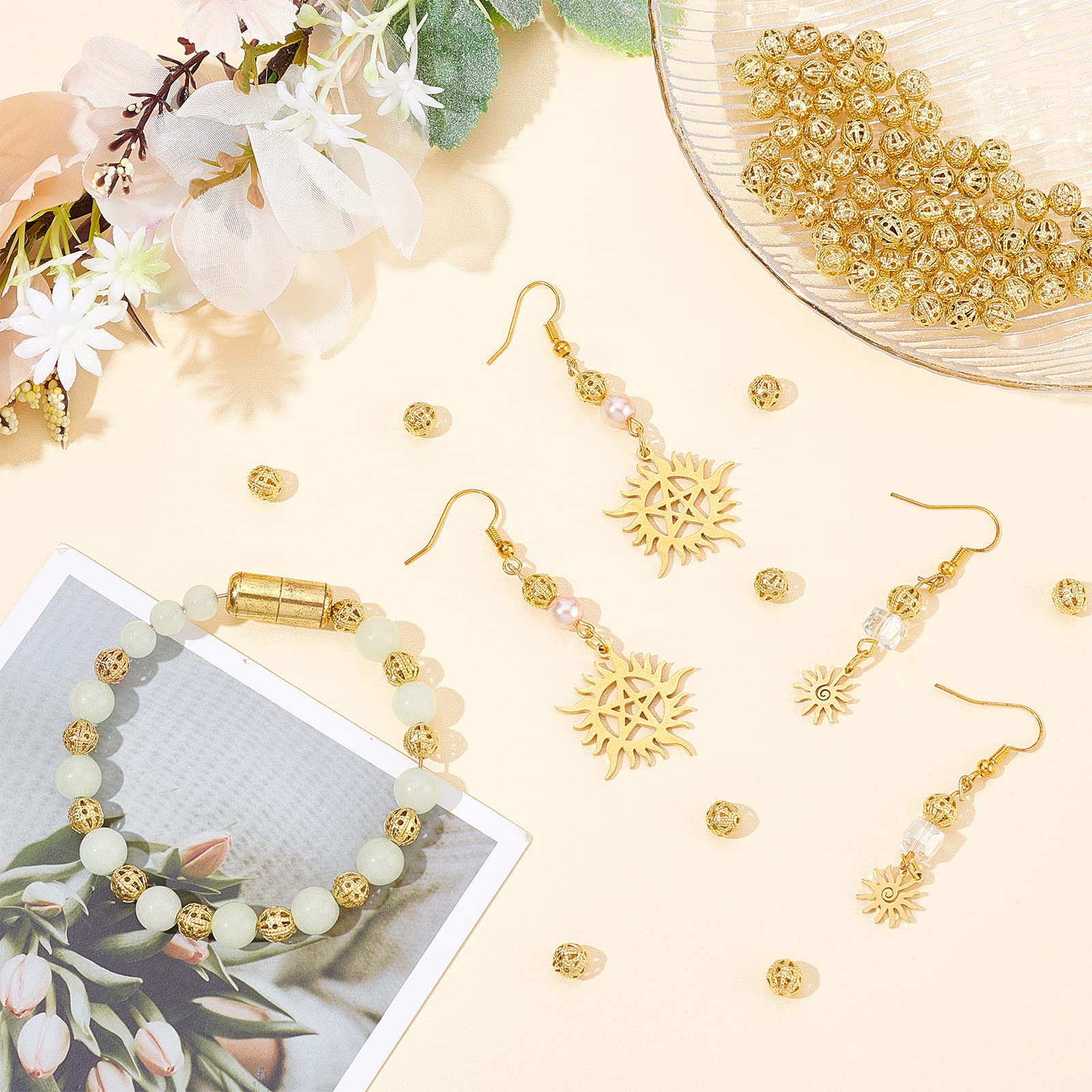 10 Breloques Dorées Filigrane Acier Inoxydable - Formes Feuille, Rond, Larme, Polygone - DIY Bijoux