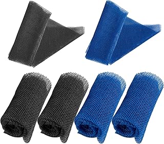 HONG 111 African Net Sponge Bathing Sponge, 4 Pieces African Body Exfoliating Long Net Exfoliating Shower Body Scrubber Back Scrubber Skin Smoother for Daily Use (Blue,Black)
