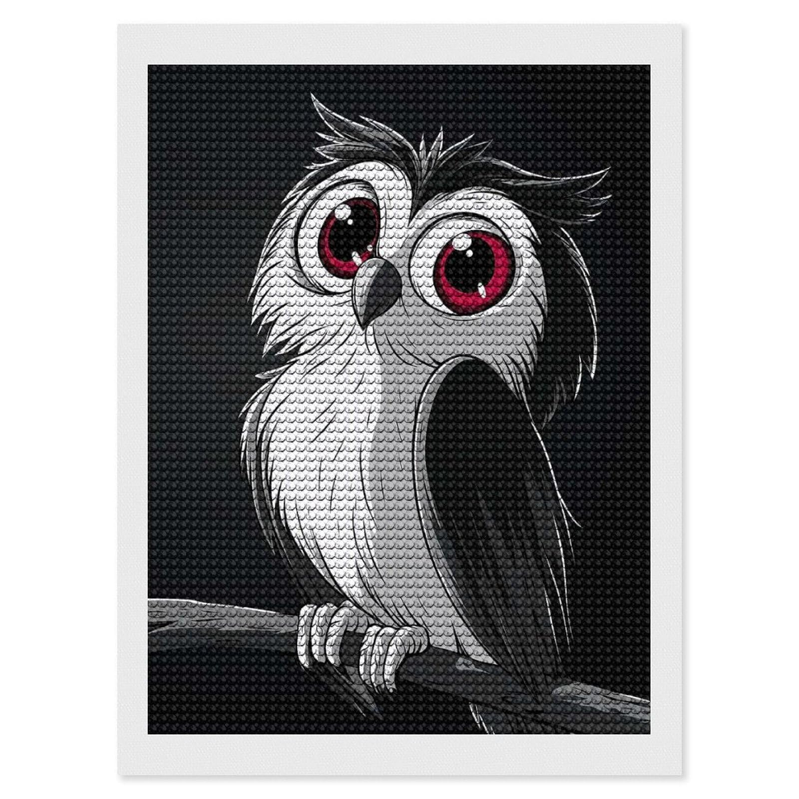 Junmoney Cartoon Owl with Big Eyes Diamond Painting Canvas Kit 12"x16", Relaxing DIY, Modern Decor, Aesthetic Room Decor, Home Wall Art, Wall Art Gift
