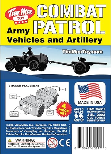 Miniatura 8 de TimMee Combat Patrol Willys & Artillery - Juego negro de 4 piezas fabricado en Estados Unidos