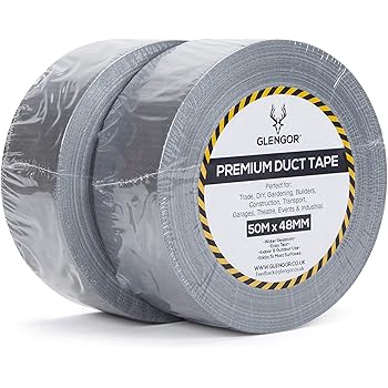 Glengor Premium Silver/Grey Duct Tape 48mm x 50m, Twin Pack Heavy Duty 2” Gaffer Tape