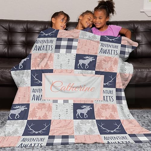 Miniatura 4 de Manta personalizada con nombre, manta de bebé personalizada para niños y niñas, manta personalizada con nombre para niños y adultos, manta de bosque
